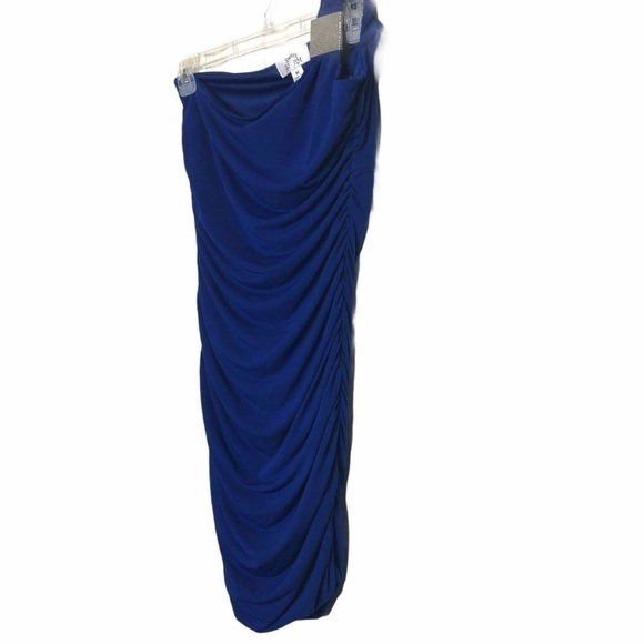 𝅺NWT - SWEET STORM Royal Blue One-Shoulder Mini-Dress - Juniors Size Medium - Picture 3 of 6